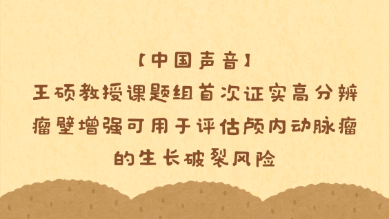 【中国声音】王硕教授课题组首次证实高分辨瘤壁增强可用于评估颅内动脉瘤的生长破裂风险