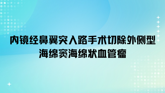 内镜经鼻翼突入路手术切除外侧型海绵窦海绵状血管瘤