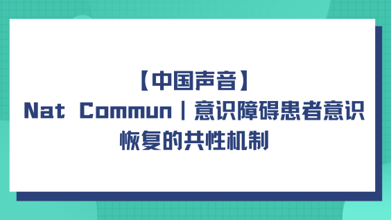 【中国声音】Nat Commun｜意识障碍患者意识恢复的共性机制