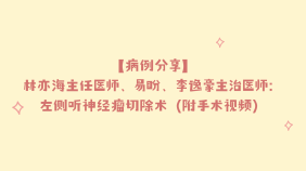 【病例分享】林亦海主任医师、易盼、李逸豪主治医师：左侧听神经瘤切除术（附手术视频）