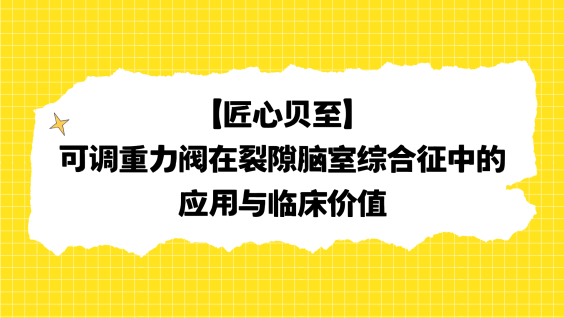 【匠心贝至】可调重力阀在裂隙脑室综合征中的应用与临床价值
